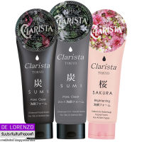 คลาริสต้า โตเกียว โฟมล้างหน้า ชาร์โคล ซากุระ 130g/150g Clarista Tokyo Sumi Pore Clear Charcoal 2in1 Facial Foam for Oily &amp; Normal Skin / Sakura