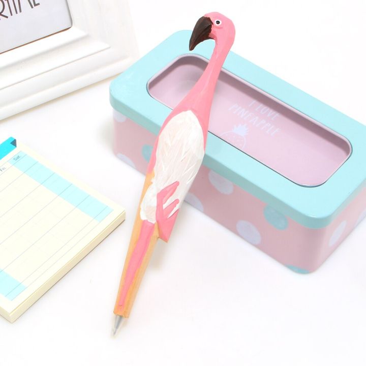 novelty-creative-fashion-flamingo-ballpoint-pen-and-pen-holder-school-office-supplies-gifts-for-kids-pens