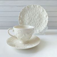 Coffee Cup Saucer Gift mugs coffee cups creative tea cup relief dish ceramic Tableware dinner plate ceramic coffee mug for party