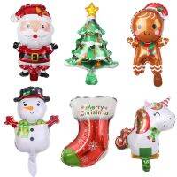 【ร้อน】6ชิ้นคริสต์มาสบอลลูนซานตาคลอสบอลลูนต้นไม้ Breastbreadballoon MerryBalloon Xmas Party Decors