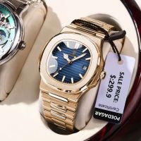 POEDAGAR Luxury Man Wristwatch Business Stainless Steel Quartz Men Watch Waterproof Luminous Date Square Men S Watches Clock