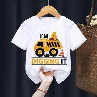 Boys Construction Im 2-9th Birthday Number Truck/ExcavatorPrint Digging It T-shirt Kid Tee