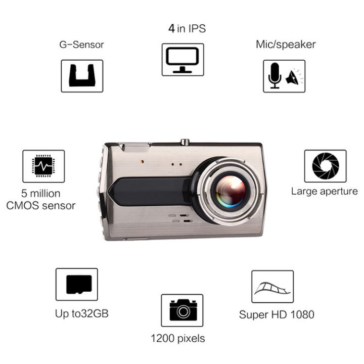 4-inch-1080p-car-driving-recorder-lcd-hd-display-zinc-alloy-housing-dual-lens-front-and-rear-dual-recording-driving-recorder