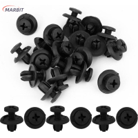 MARBIT 50pcs พลาสติกติดรถคลิปยึดสีดำ Universal bumper Fender Fastener clips