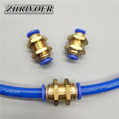 PM Air Pneumatic Straight Bulkhead Union 4mm-12mm OD Hose Tube One Touch Push Into Gas Connector Brass Quick Fitting