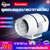 ROBANL พัดลมระบายอากาศ 4 นิ้ว 6 นิ้ว 8 นิ้ว พัดลมดูดอากาศ 2600 หมุนต่อนาท พัดลมห้องครัว เสียงเงียบ พัดลมดูดควันน้ำมัน พัดลมระบายอากศ พัดดูดอากาศ