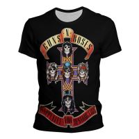 Guns N Roses Skull T-shirt ผู้ชายผู้หญิงฮิปฮอปพังค์ฮาร์ดร็อคเสื้อยืดสตรีทแวร์ฤดูร้อนวินเทจลำลองแขนสั้น ropa Goth เสื้อยืด XS-5XL