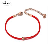 Lokaer Ethnic Chinese Style Stainless Steel Red Rope Hand-woven Bracelets For Women Girls Creative Lucky Bracelet Jewelry B19142