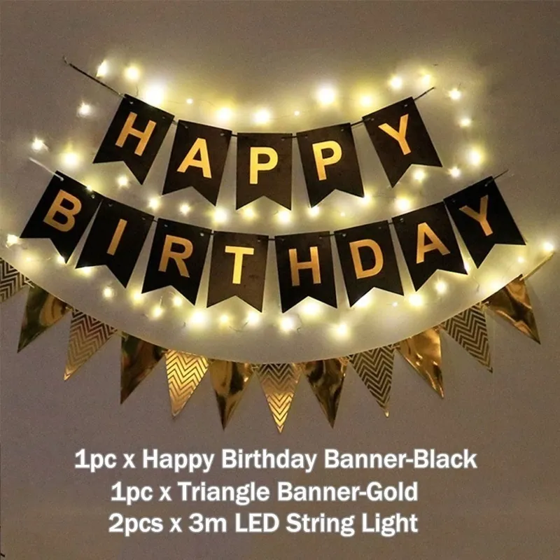 Happy Birthday Wall Background Design Letter Foil Banner Set With LED Light  Party Supplies Birthday Christening Decortions Diy Backdrop For Photoshoot  Set | Lazada PH