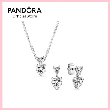 NEW 100% Authentic PANDORA Sparkling Blue Halo Necklace Earring Gift Set  B801639 | eBay