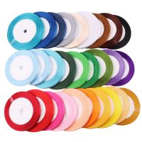 ☄✺♧ 6mm Satin Ribbon Black White Beige Pink Red Blue Green Purple Yellow Orange Gold Silver Tape Christmas Halloween Gift Wrapping