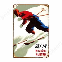 Ski In Kitzb Bchel Austria Metal Logo จิตรกรรมฝาผนังสร้างบาร์โรงรถผนังตกแต่งโปสเตอร์ป้ายดีบุก 20 * 30 ซม