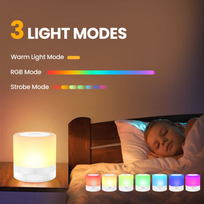 Rgb ไฟกลางคืนสีสันสดใส7สีเปลี่ยนความสว่างปรับได้ที่จับโคมไฟด้วยสำหรับห้องนั่งเล่นในห้องนอน