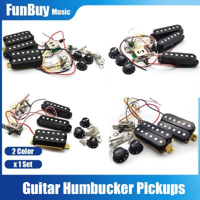 ‘【；】 SSS SSH HSH HH Electric Guitar Pickup Wiring Harness Prewired With Tone Volume Control Switch For ST Electric Guitar Black/White