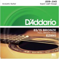 สายกีตาร์โปร่งเบอร์ 9 DADDARIO EZ890(ของแท้ 100%) 85/15 BRONZE ACOUSTIC GUITAR STRINGS, SUPER LIGHT, 9-45