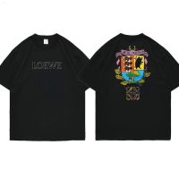 LOEWE Luo Ywei Hayao Miyazaki Tide แบรนด์ไทด์โทโร่เสื้อยืดผ้าฝ้ายสำหรับทั้งหญิงและชายแขนสั้นเรียบง่าย