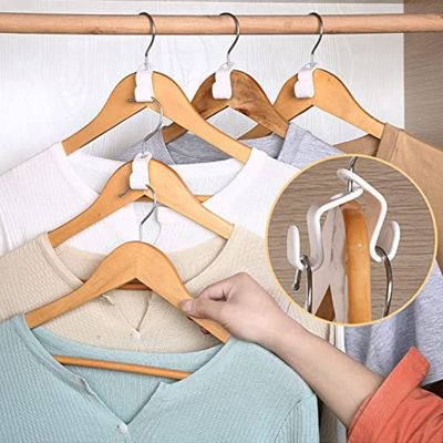 Clothes Hanger Connector Hooks Space Saving Hanger Extender Closet Organizer for Shirt Hangers Wooden Hanger (60 Pack)