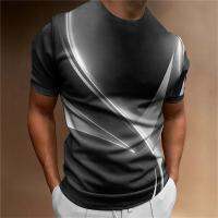T-Shirt For Men Curved Radiance Printing High Quality Men Top Loose Oversized-Shirt Vacation Casual Clothing Fitness Sweatshirt