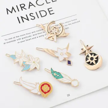  Genshin Cosplay Hair Clips, Cute Anime Vision Hair Claw Clips  and Hairpins Set with Gift Box, Hutao Mona Venti Keqing Eula Side Clips,  Hair Barrettes Hair Accessories Gift for Girls