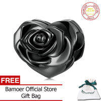 BAMOER Love Black Rose Charms 925เงินสเตอร์ลิงลูกปัดรูปหัวใจพอดีสร้อยข้อมือเดิมผู้หญิงเครื่องประดับแฟชั่นของขวัญบุคลิกภาพ BSC579