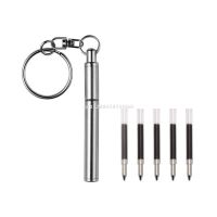 Portable Key Ring Stainless Steel Telescopic Pen Telescoping Ballpoint Pens Keychain Tool