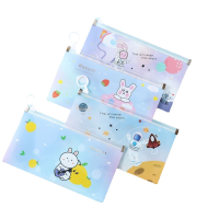 1 Pc Sealed Storage Bags PP Plastic Transparent File Bag Cute Cartoon Animal Student Zipper Pencil Case Multifunc Container