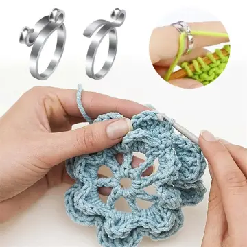 Купити ring thimble finger crochet rings for crocheting opening finger  peacock shape crochet hook holder