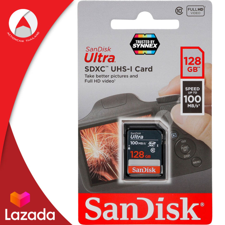 sandisk-ultra-sd-card-class10-128gb-sdxc-speed-100-mb-s-sdsdunr-128g-gn3in-เมมโมรี่-การ์ด-แซนดิส-สำหรับ-กล้อง-ถ่ายภาพ-ถ่ายรูป-ถ่ายวีดีโอ-กล้องdslr-กล้องโปร-รับประกัน-7ปี-โดย-synnex