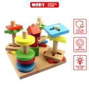 Bộ đồ chơi giáo dục sớm sắp xếp và thả hình khối MODY M86115 bằng gỗ phát