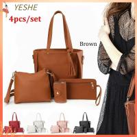 YESHE 4Pcs/set หนังพียู กระเป๋า Crossbody ความจุสูงมาก แบบพกพาได้ ชุดกระเป๋าผู้หญิง แฟชั่นสำหรับผู้หญิง ลำลองแบบสบายๆ กระเป๋าสตางค์กระเป๋าเงิน ผู้หญิงผู้หญิงผู้หญิง