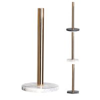 Gold Paper Stand with Marble Base Vertical Paper Towel Rack Modern Paper Towel Holder Roll Toilet Countertop Kitchen