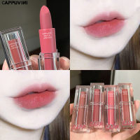 Cappuvini ลิปสติกลิปสติกเนื้อแมทสีเวลเวตอะคริลิคใสลิปเคลือบริมฝีปากซินนามอนสีขาวพีช Ooong ลิปมันโคลน