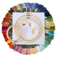 100 Colors Embroidery Pen Needle Hoop Set Kit Thread Punch Stitching Knitting Women DIY Sewing Accessories Tweezer Tool