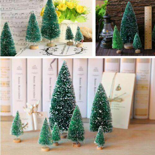 5pcs Mini Sisal Bottle Brush CHRISTMAS Tree Santa Snow Frost Village Putz House 