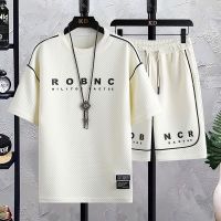 【July hot】 mens summer thin section casual sports a set of short-sleeved T-shirt two-piece suit for middle school students