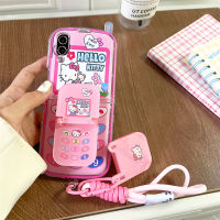 เคสการ์ตูนสำหรับ Samsung Galaxy Z Z Flip 5 4 3ฝาป้องกันเนื้อนิ่ม TPU กันตก + พลาสติกแข็งปกป้องหน้าจอฝาปิดมีสายรัดข้อมือและรูปโทรศัพท์ขาตั้ง