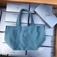 Foreign trade tail order LHOMME PRADA counter gift haze blue canvas shopping bag handbag environmental protection bag