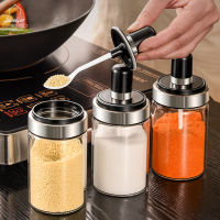 SWEEJAR Seasoning Bottle Dispensers Glass Spice Jar oil bottle with lid and Spoon brush stick kitchen canister 1PC