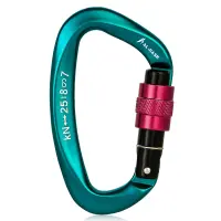 25KN Professional Climbing Carabiner Screw Locking Gate Carabiner Heavy Duty D-shape Climbing Buckle D-ring Carabiner Lightweight Hammock Locking Clip