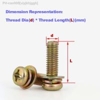 Carbon Steel Color Galvanized Round Head Phillips Screw/With Flat Washer And Spring Washer M3M4M5M6M8