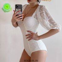 2022 white embroidery flower 12 sleeve nylon polyester holiday women swimsuit