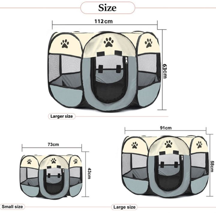 คอกกั้นสุนัขแบบพกพาระบายอากาศได้เต็นท์สุนัขคอกห้องคลอดสัตว์เลี้ยงแมวลังสุนัขเด็กเล่นแปดเหลี่ยมใช้งานง่าย