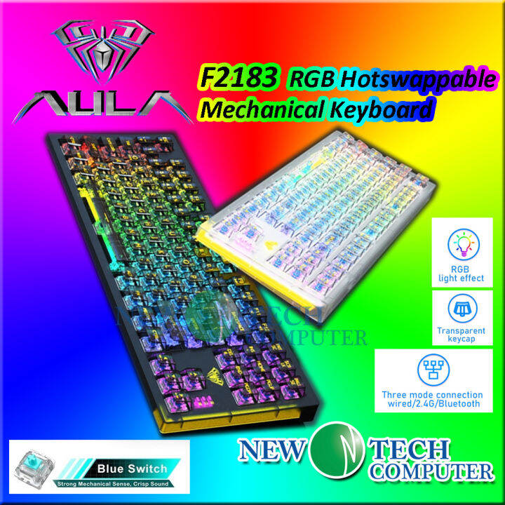 AULA F2183 RGB 87 Keys Hotswap Mechanical Keyboard Bluetooth /wired /2