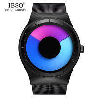 2021IBSO Brand Fashion Creative Mens Watches 2021 Stainless Steel Mesh Strap Quartz Sport Watch Men Rotation Clock Male Relogio