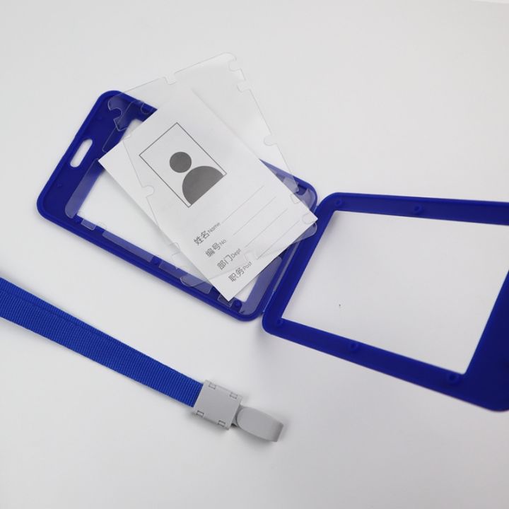 double-side-transparent-id-tag-pass-access-card-case-badge-holder-for-staff-workers-with-lanyard-work-card-permit-cover-sleeve