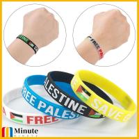 MINUTE อีลาสติก ธงปาเลสไตน์สร้อยข้อมือ กิจกรรมกลางแจ้งกลางแจ้ง สีสดใสสดใส สายรัดข้อมือชาวปาเลสไตน์ แฟชั่นสำหรับผู้หญิง กีฬากีฬากีฬา สายรัดข้อมือซิลิโคน ของขวัญสำหรับเด็ก