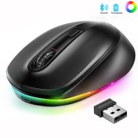 เมาส์ไร้สายบลูทูธ Seenda เมาส์เล่นเกมแบบแบคลิท LED 2400DPI ชาร์จได้2.4G Mouse Komputer สำหรับเกมส์พีซีแล็ปท็อป Ipad