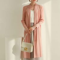 ▬☏ Aiden001 Average Size Autumn And Spring Pleated Japanese Casual Style Simple And Slim Long Suit Collar Trench Coat 7021