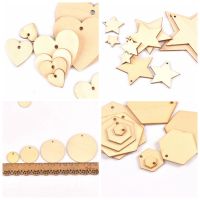 【YF】✿  40PCS 2-5cm Log Rounded Round Hexagon Shaped Wood Chips Slices Discs Crafts Rustic