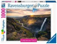 จิ๊กซอว์ Ravensburger - Haifoss Waterfall, Iceland  1000 piece  (ของแท้  มีสินค้าพร้อมส่ง)